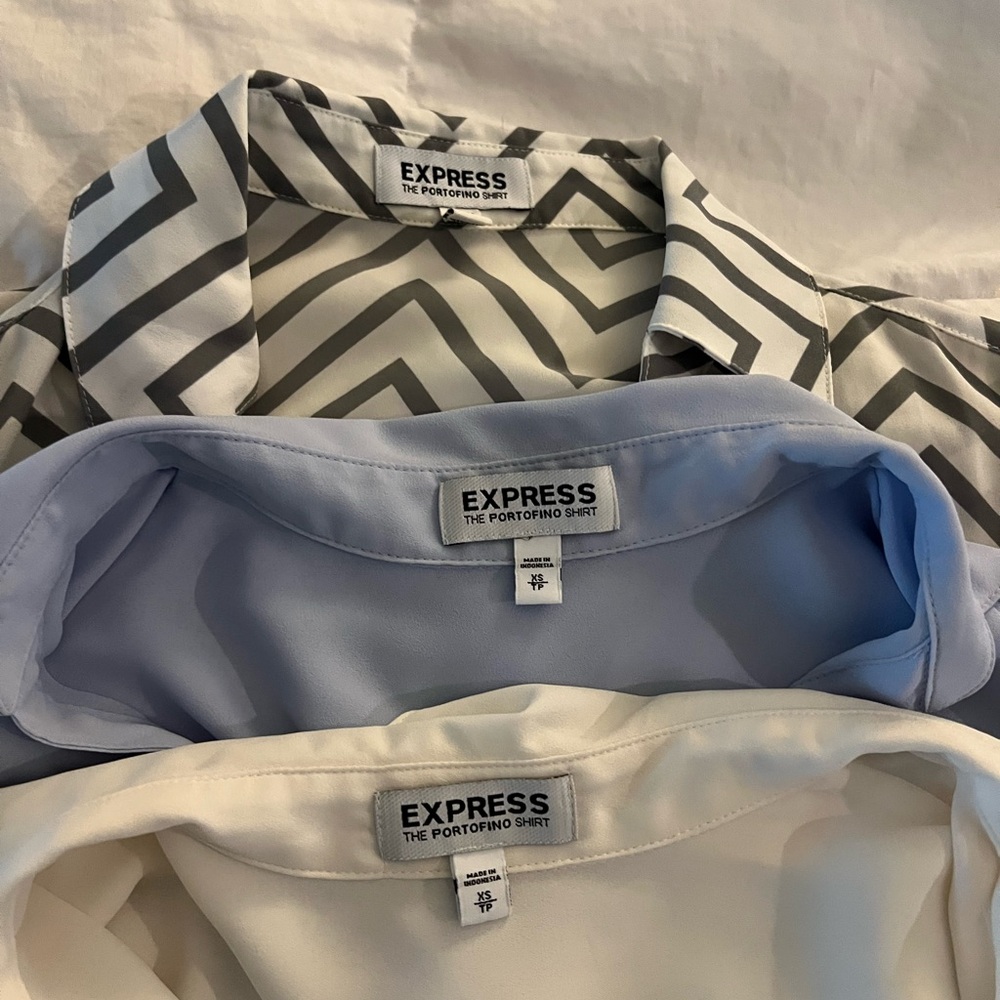 Express Portofino Shirts - Gray, Blue, and White